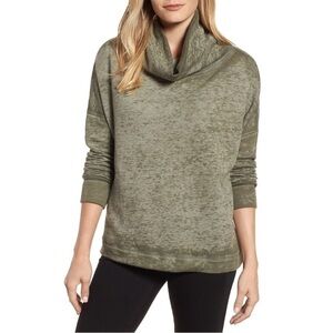 Caslon Olive Sarma Green Long Sleeve Cowl Neck Faded Oversized Sweatshirt Large